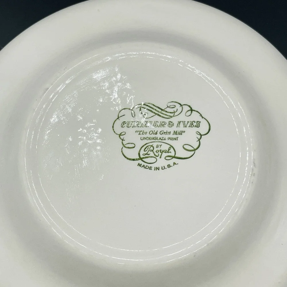 6 Currier & Ives Royal Blue 'Early Winter' Soup/Salad Bowls 8.5